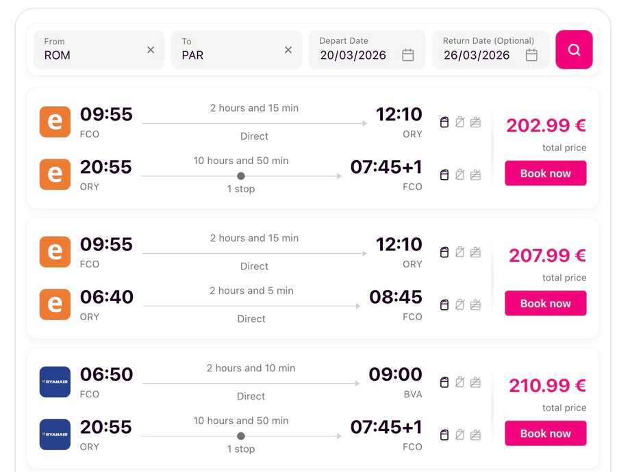 Flight search widget in ChatGPT