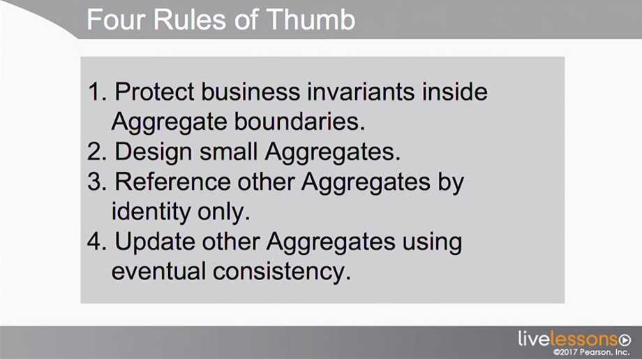 DDD aggregates rule of thumb (credits “DDD distilled” by V. Vernon)