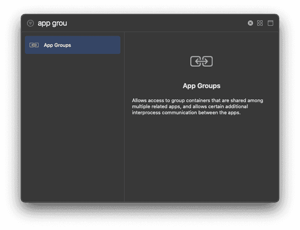 App Group configuration on Xcode